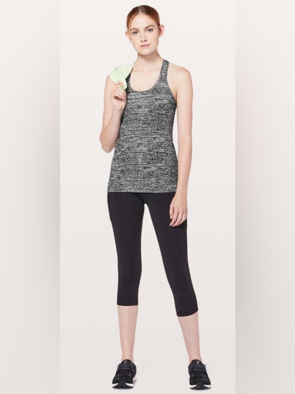 Lululemon Cool Racerback in Black/White Twillines, Size 4, Good Condition!